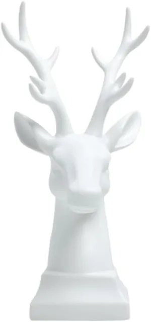 Deer Figure Deer Figurine Ceramic Deer Head Statue Ornament Antler Sculpture for Office Store Home Desktop Decoration White