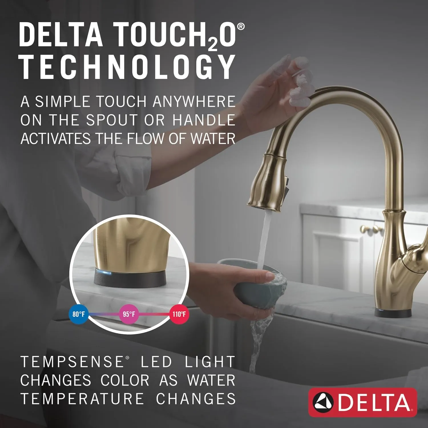 Delta 9178TV-CZ-DST Leland Kitchen Faucet, Voice, Champagne Bronze
