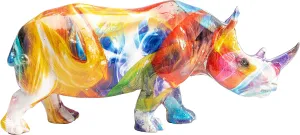 Design Decorative Figurine Coloured Rhino, 8 x 6 x 17 cm