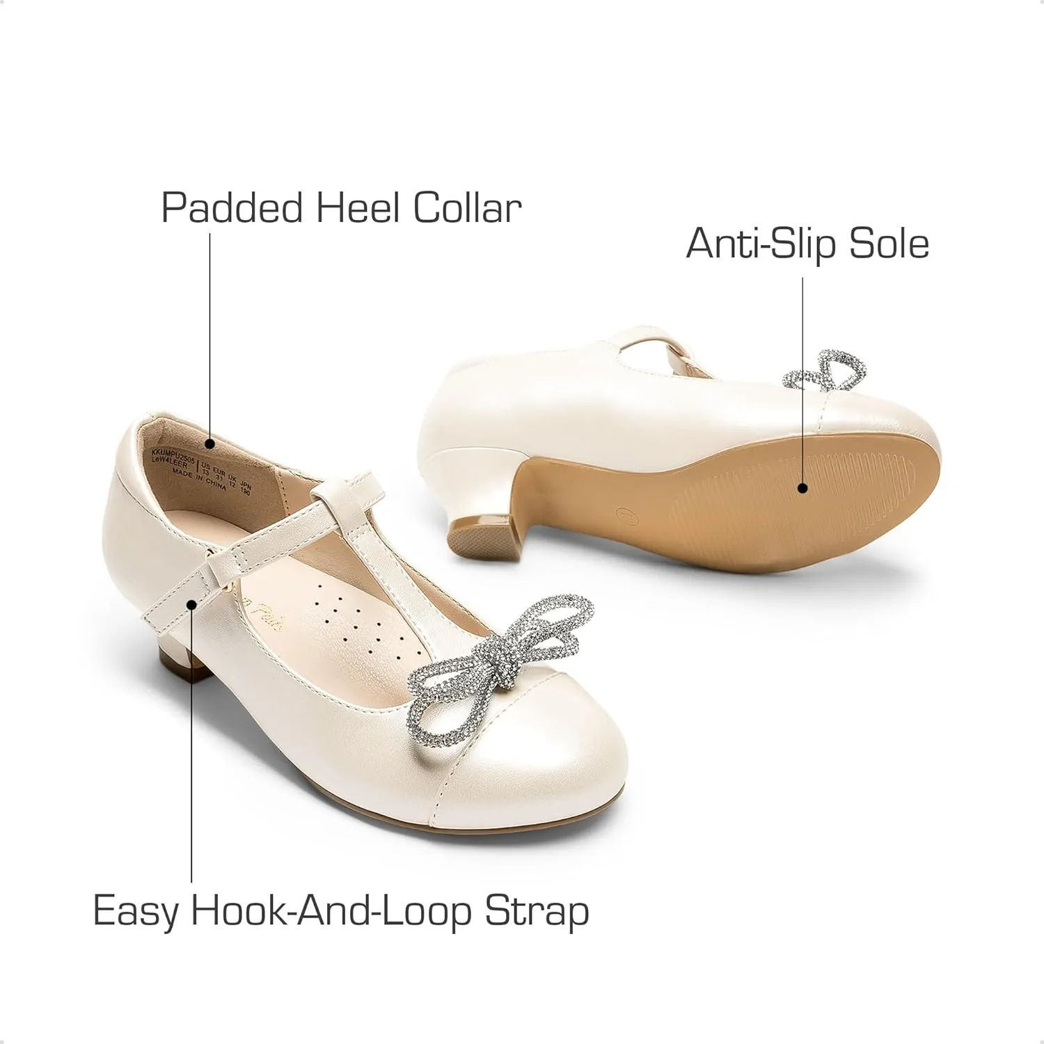 DREAM PAIRS Girls Dress Shoes Mary Jane Heel T-Strap Party Flower Wedding Princess Pumps for Little Big Kid