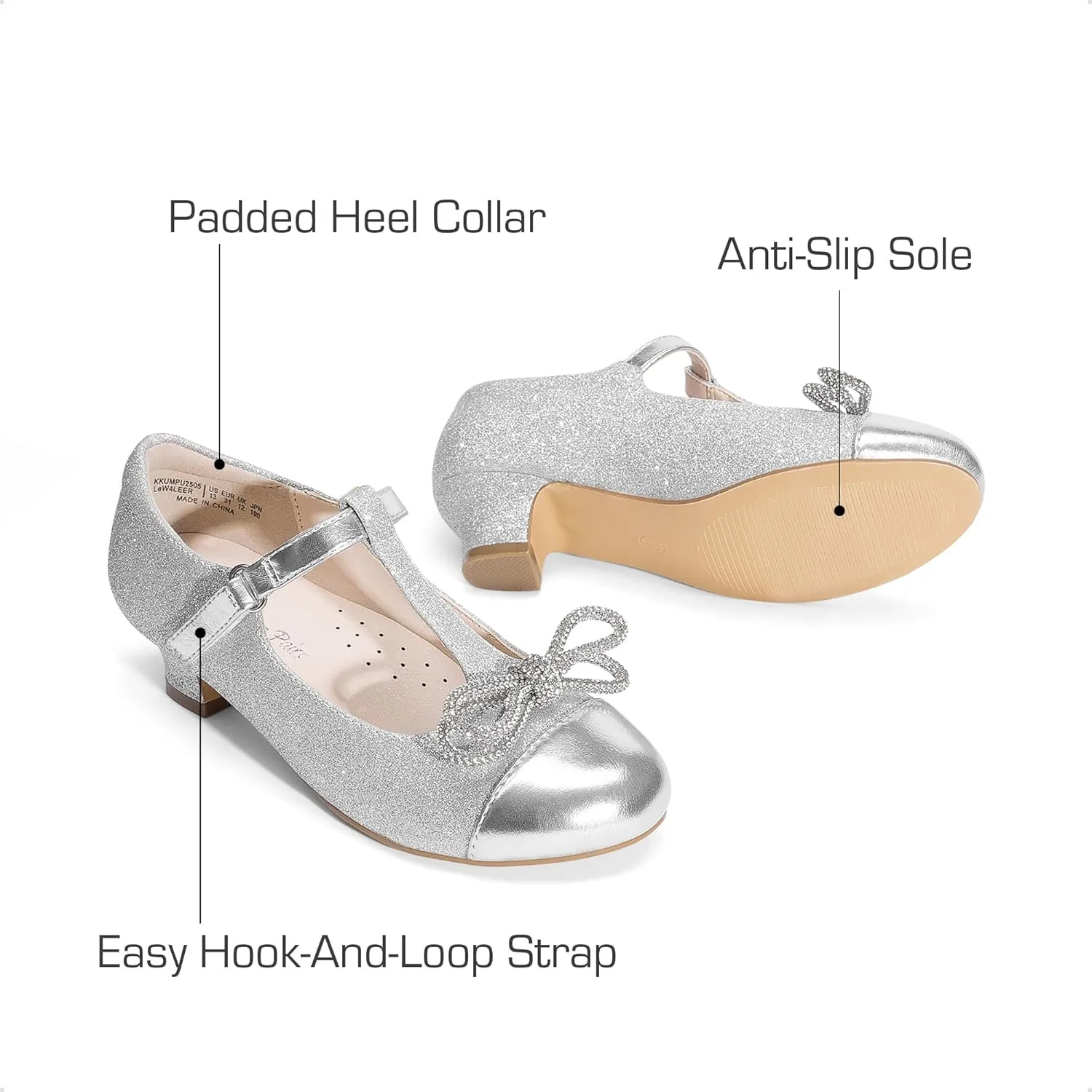 DREAM PAIRS Girls Dress Shoes Mary Jane Heel T-Strap Party Flower Wedding Princess Pumps for Little Big Kid