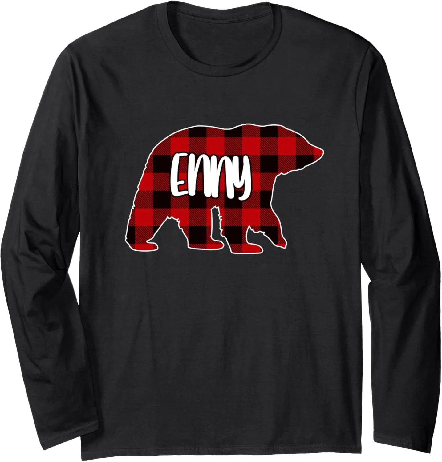 Enny Bear Custom Red Buffalo Plaid Christmas Pajama Long Sleeve T-Shirt