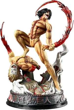 Eren Jaeger Figures Eren Jaeger Anime Figure Battle Fighting Scene PVC Anime Action Figurine 29CM