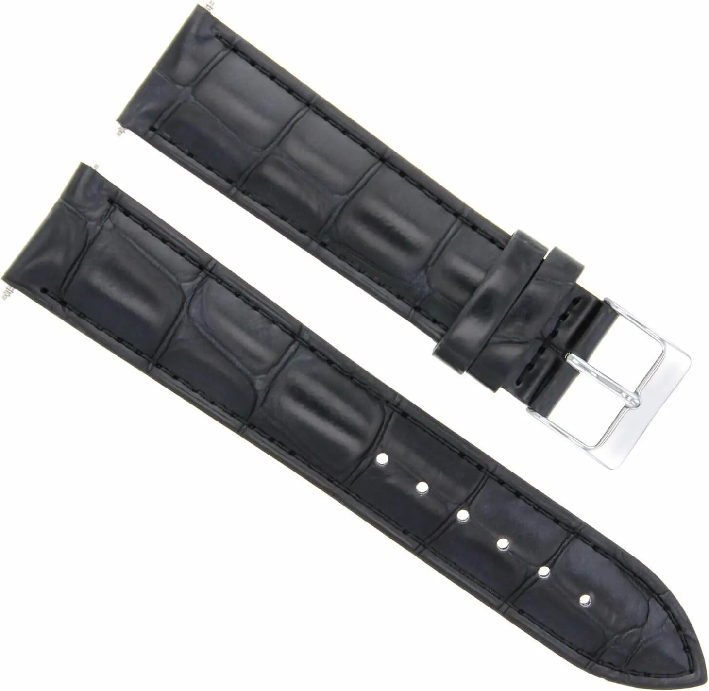 Ewatchparts 20mm Leather Watch Band Strap Compatible With Jaeger Lecoultre Reverso Grand Taille Black