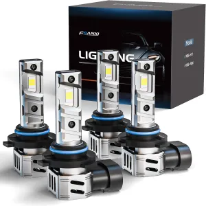 FRANXI 9005/HB3 9006/HB4 Bulbs Combo Fog Lights, 120W 32000LM Super Bright 6000K Cool White, 1:1 Design with Cooling Fan, Plug and Play, Pack of 4