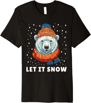 Funny Polar Bear Tee Winter Christmas Ice Bear Let It Snow Premium T-Shirt