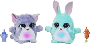 FurReal Fuzzalots Kitty and Bunny Color Change Interactive Feeding Toy, Lights and Sounds, Ages 4 and Up