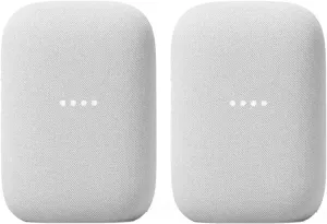 Google Audio (2-Pack) Smart Speakers – Wireless Bluetooth & Wi‑Fi Home Speaker Bundle with Powerful Stereo Sound, Multi-Room Audio Assistant Voice Control
