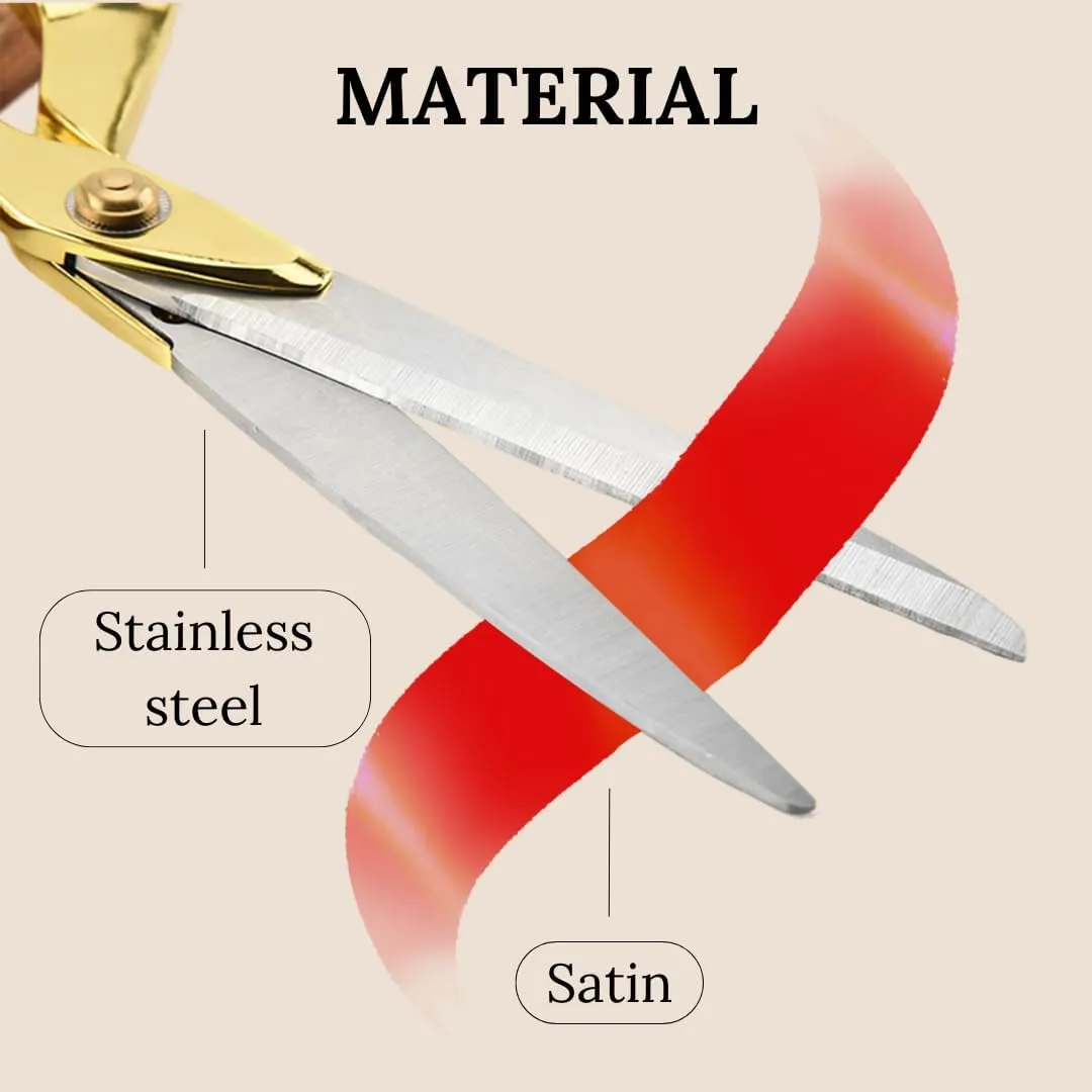 Grand Opening Ceremonial Kit - 10 Inch Gold Ribbon Cutting Scissors and Red Satin Ribbon for Special Inaugurations Ceremonial Events and Business Openings