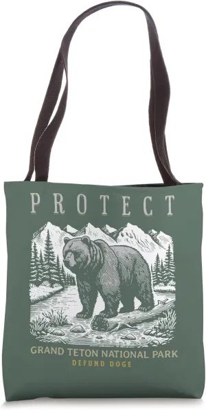 Grand Teton National Park Save Our Parks Not Profits Alt US Tote Bag