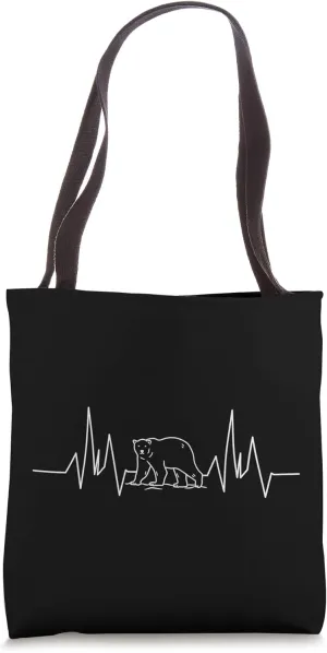 Heartbeat Ice Bear Animals Pulse ECG Line Tote Bag