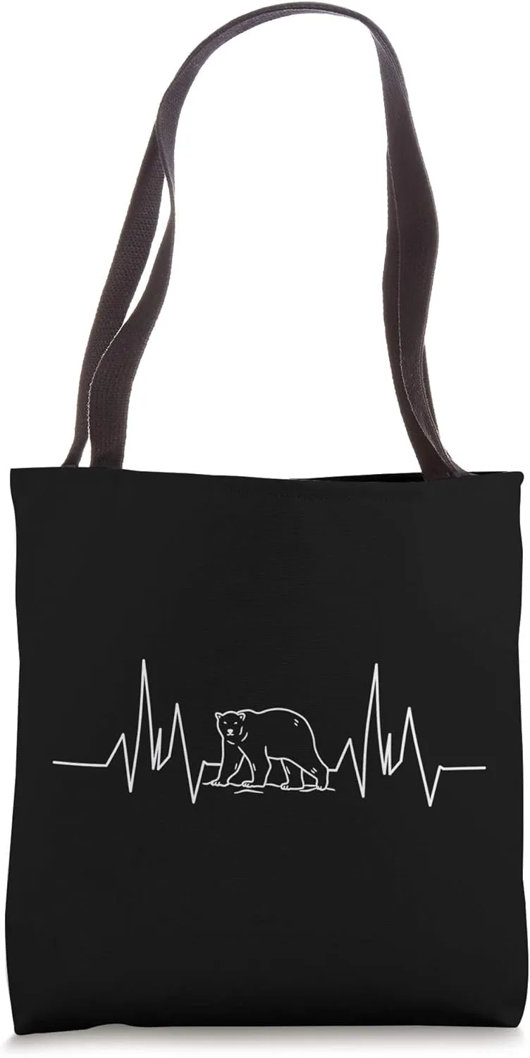 Heartbeat Ice Bear Animals Pulse ECG Line Tote Bag