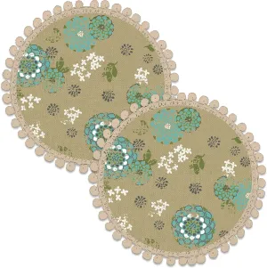 Heritage Lace Zinnia 10" Round Doilies (Set of 2), Green