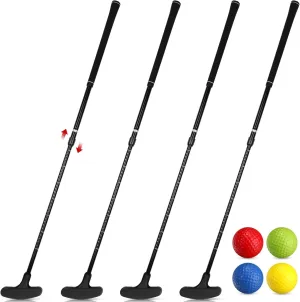Hiboom 4 Pack Golf Putters for Men and Women Two Way Mini Golf Putter with 4 Balls Adjustable Length Kids Putter Bulk Right or Left Handed Golfers for Children Teenager Junior