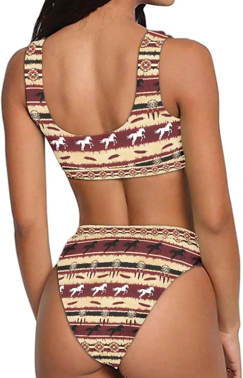 High Waisted 2 Piece Swimsuit,Bikini Sets for Women,Without Bra Pads Xs-5xl