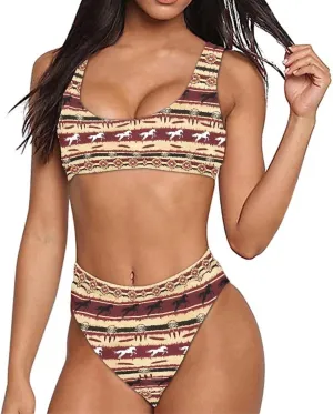 High Waisted 2 Piece Swimsuit,Bikini Sets for Women,Without Bra Pads Xs-5xl