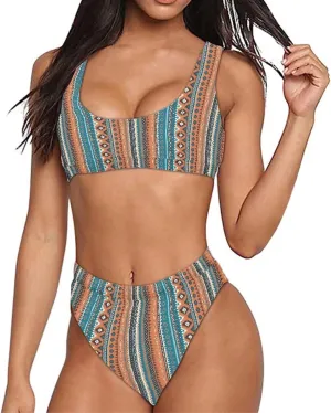 High Waisted 2 Piece Swimsuit,Bikini Sets for Women,Without Bra Pads Xs-5xl