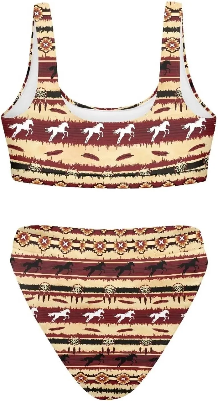 High Waisted 2 Piece Swimsuit,Bikini Sets for Women,Without Bra Pads Xs-5xl