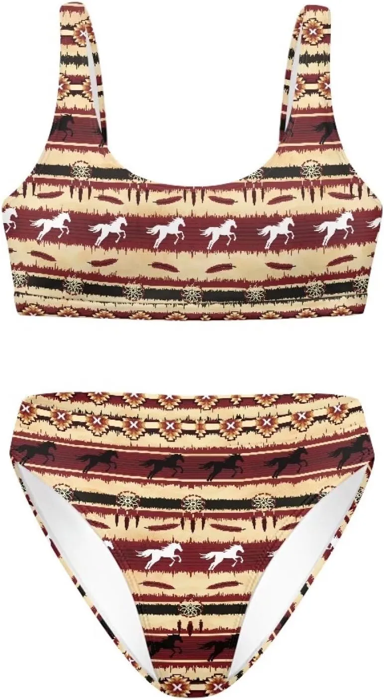 High Waisted 2 Piece Swimsuit,Bikini Sets for Women,Without Bra Pads Xs-5xl