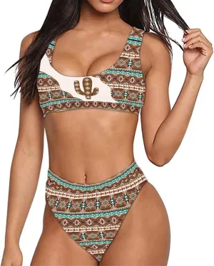 High Waisted 2 Piece Swimsuit,Bikini Sets for Women,Without Bra Pads Xs-5xl