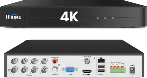 Hiseeu 4K 8 Channel DVR Security Digital Video Recorder Advanced 8MP DVR with Person Vehicle Detection for CCTV Security Camera,AHD/TVI/CVI/CVBS/IPC,Remote Access,No Monthly Fee,No Hard Drive