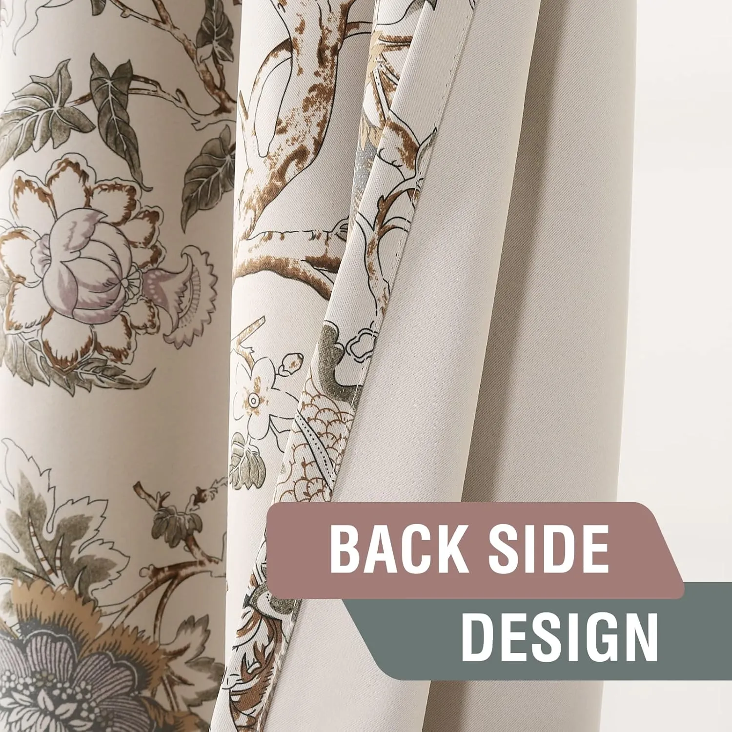 H.VERSAILTEX Blackout Curtains 84 Inch Length 2 Panels Set Floral Print Curtain Drapes for Living Room Thermal Insulated Grommet Window Curtains for Bedroom - Traditional Floral in Sage and Brown