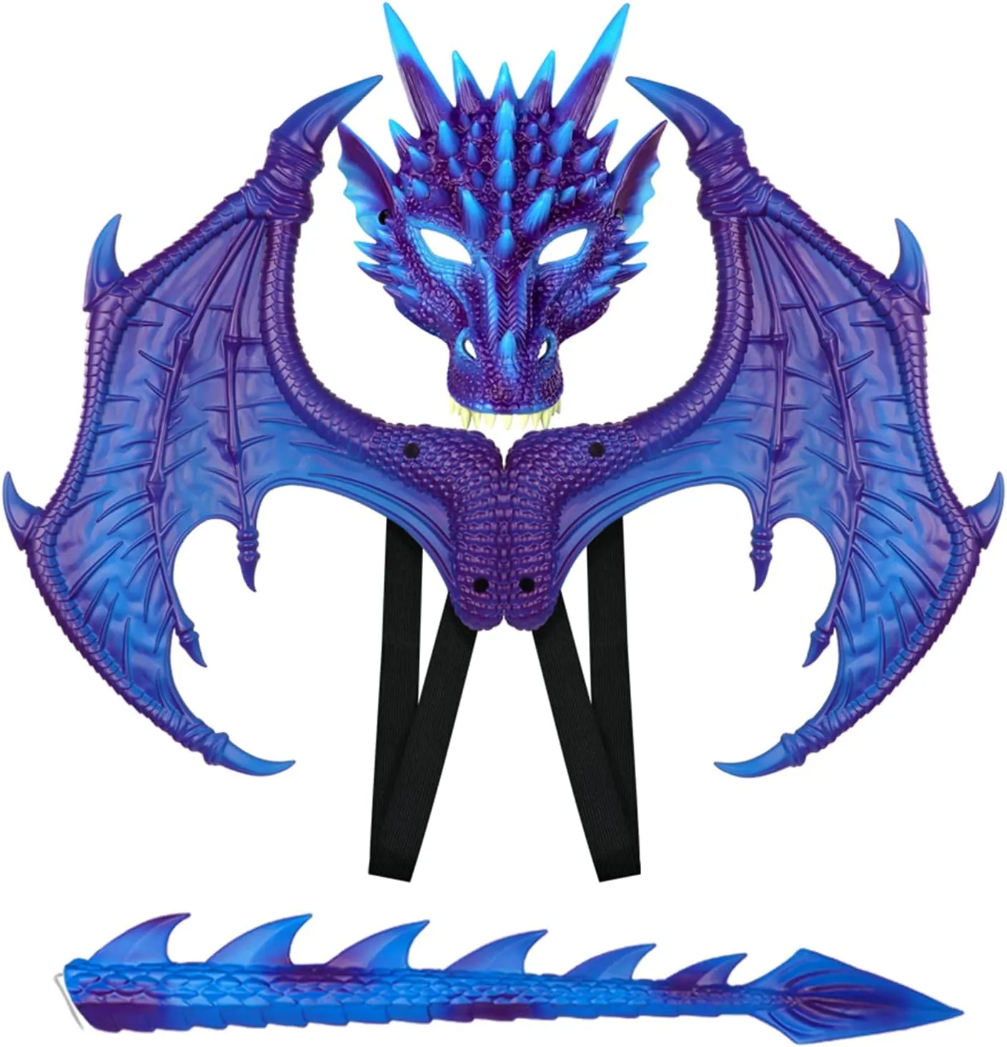 HyperFun Dragon Wings Costume for Kids Dinosaur Tail Mask Set, Cool Halloween Cosplay Dragon Costume Mask for Children Boys