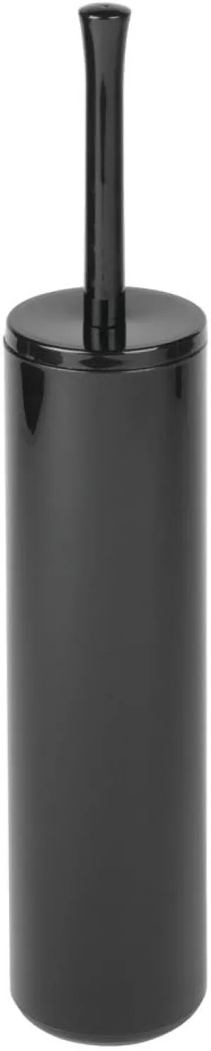 InterDesign Una Slim Toilet Bowl Brush and Holder - Bathroom Cleaning Storage, Black
