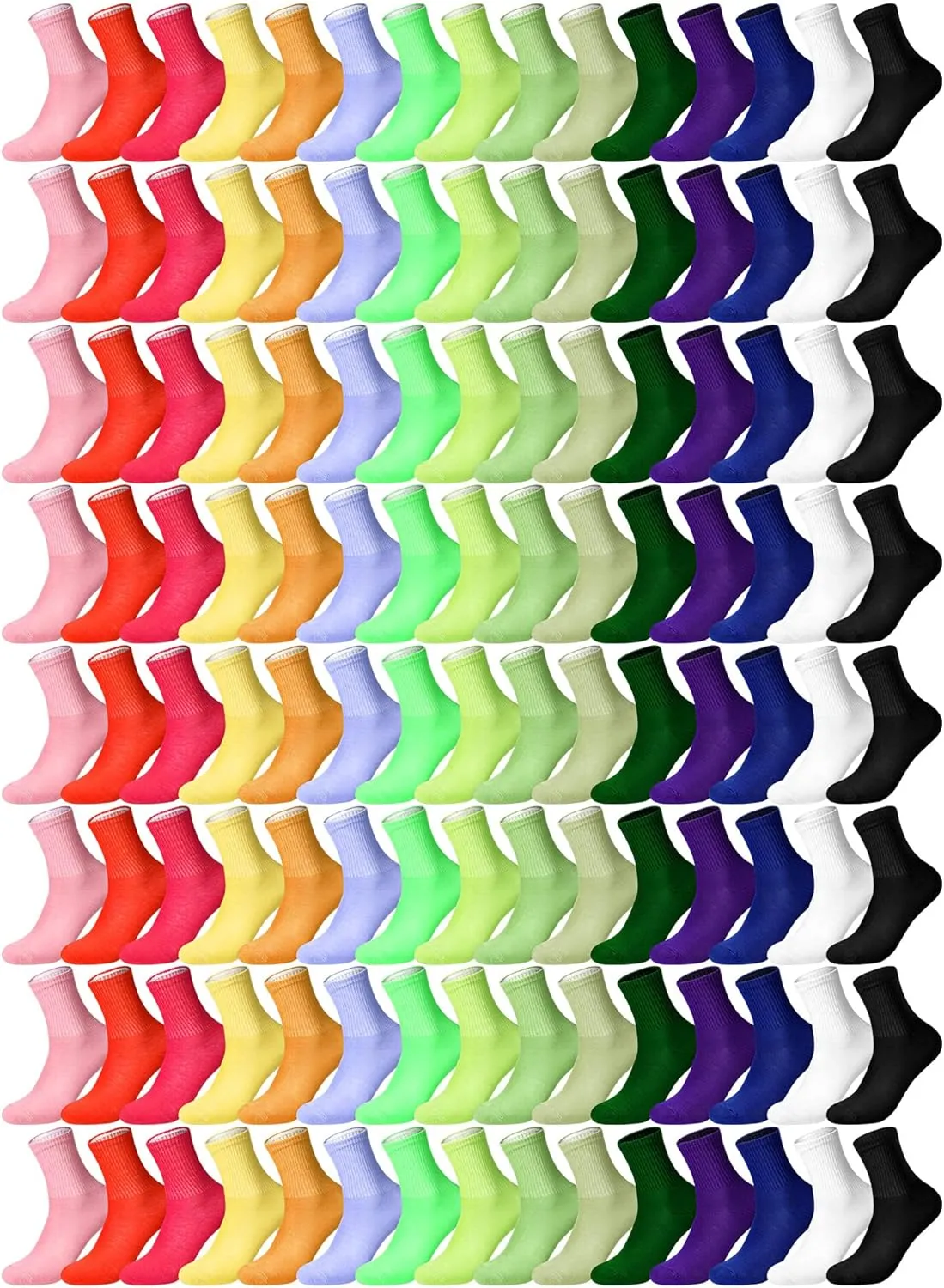 JaGely 60 Pairs Women's Crew Socks Bulk Homeless Care Package Solid Color Cotton Colorful Athletic Stretch Slouch Casual Sock
