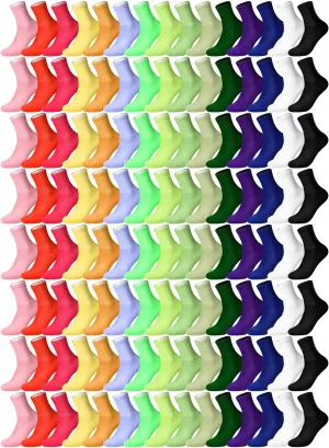 JaGely 60 Pairs Women's Crew Socks Bulk Homeless Care Package Solid Color Cotton Colorful Athletic Stretch Slouch Casual Sock