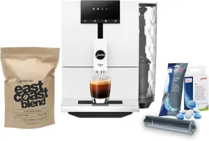 Jura ENA 4 Automatic Espresso Machine (Nordic White) with CLEARYL Smart  Water Filtration, 6 Cleaning Tablets and East Coast Blend Whole Bean Coffee (4 Items)