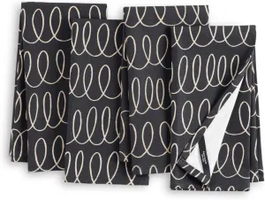 kate spade new york in The Loop Cloth Napkins 4-Pack Set, 100% Cotton, Machine Washable, Black/Beige, 20"x20"