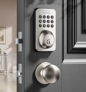 Keyless Entry Door Lock Deadbolt with Handle Set, Door Locks for Front Door, Keypad Code with Handle, Smart Door Knob, Auto Lock, Code Door Lock with Installation Guide (Satin Nickel)