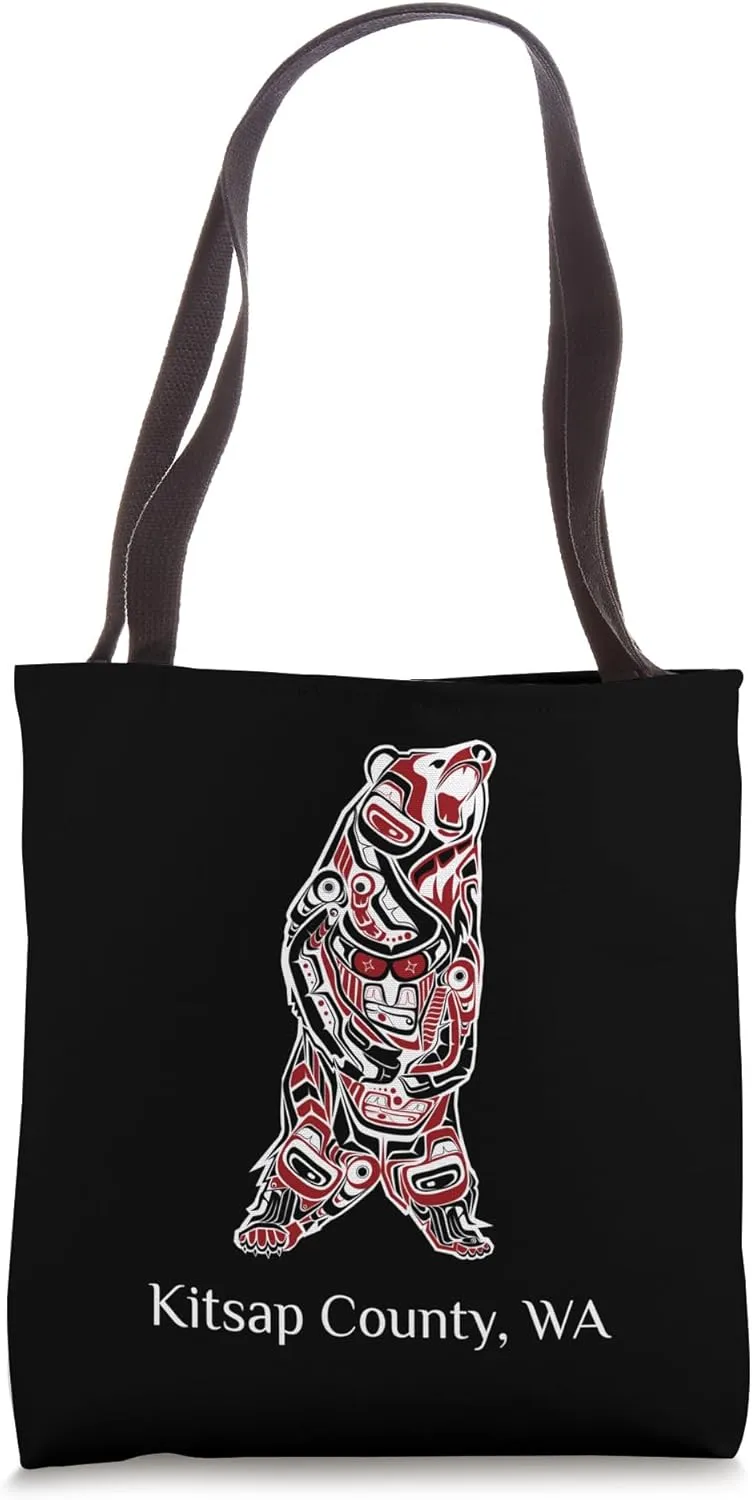 Kitsap County WA Native American Indian Brown Grizzly Bear Tote Bag