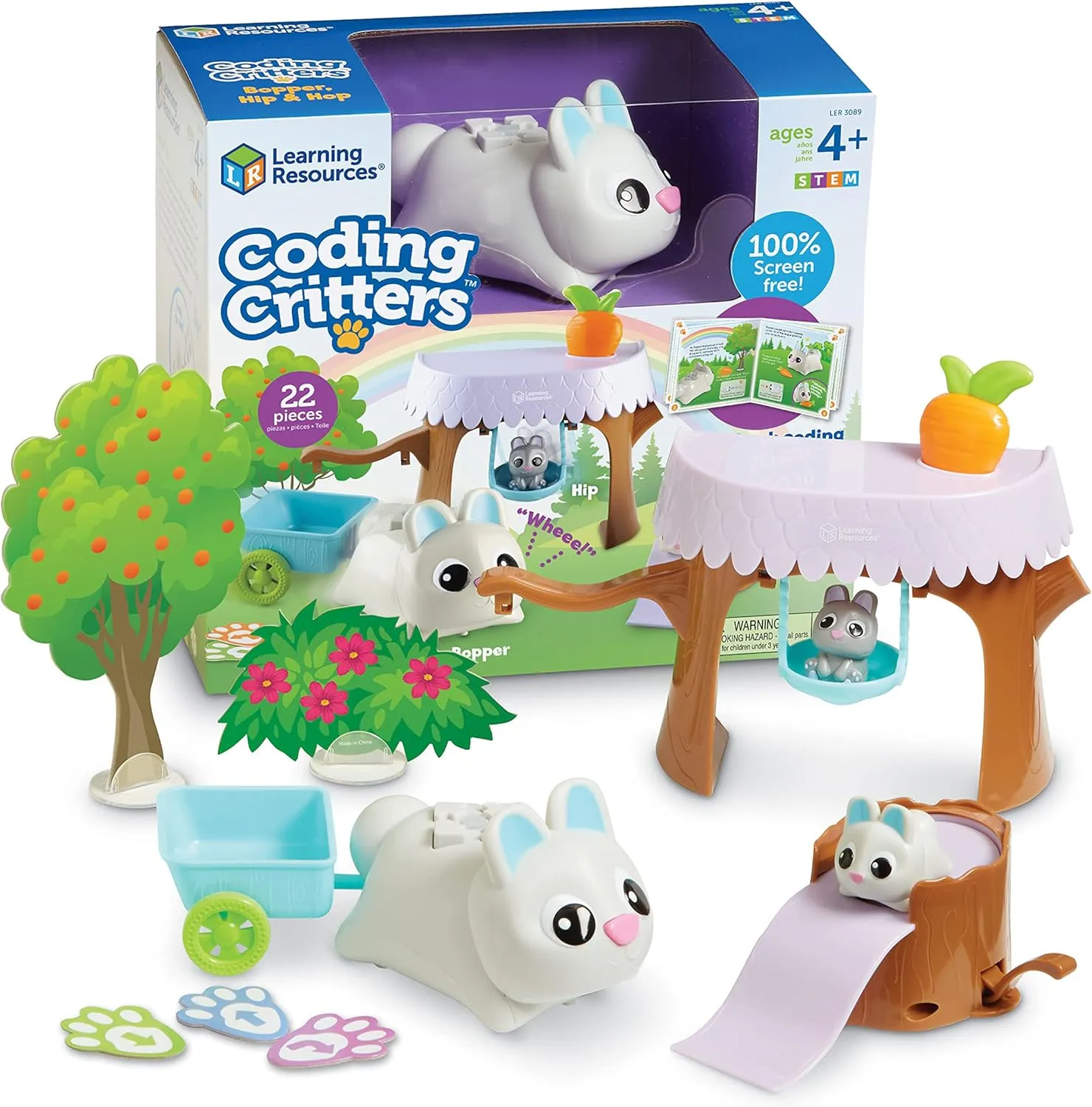 Learning Resources Coding Critters Bopper - 22 Pieces, Ages 4 ,Screen-Free Early Coding Toy for Kids, Interactive STEM Coding Pet, Preschool Learning Toys