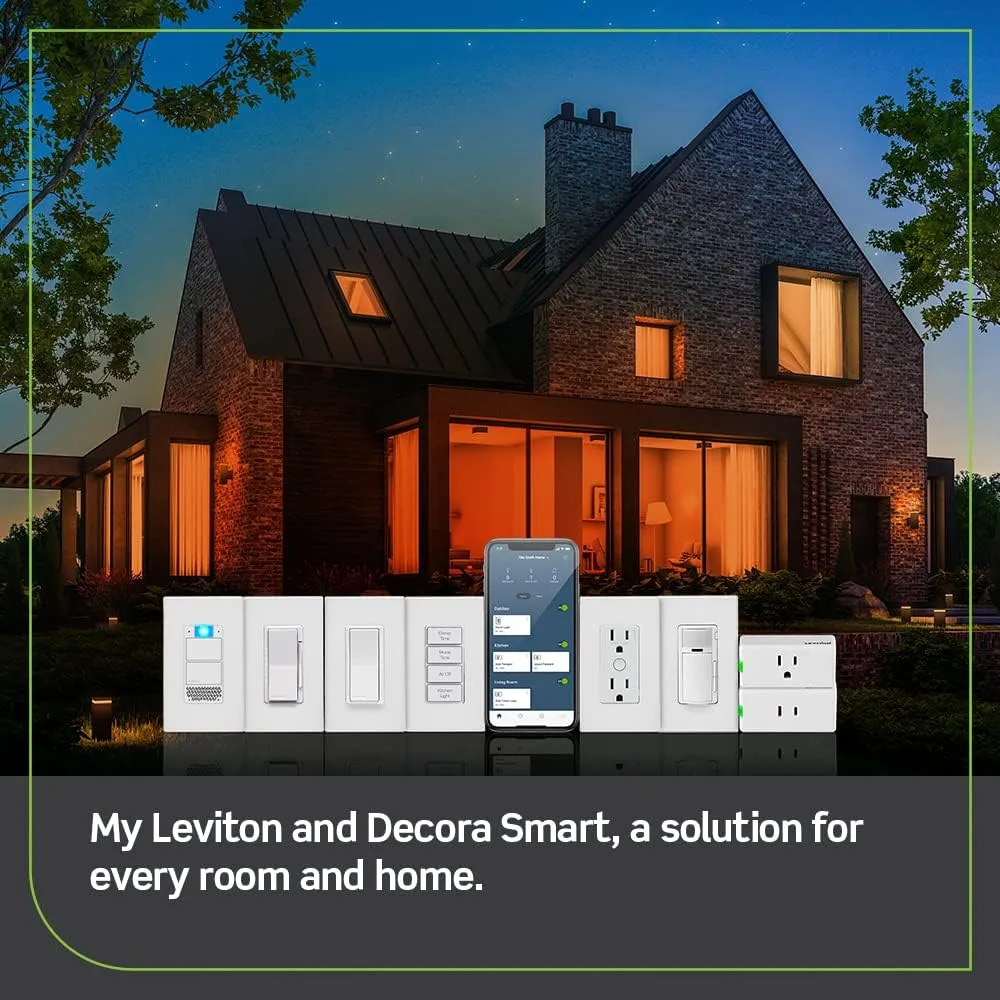 Leviton Decora Smart Outlet, Tamper-Resistant 15A, Wi-Fi 2nd Gen, Works with My Leviton, Alexa, Google Assistant, Apple Home/Siri & Wire-Free Companions for Switched Outlet, D215R-2RW, White