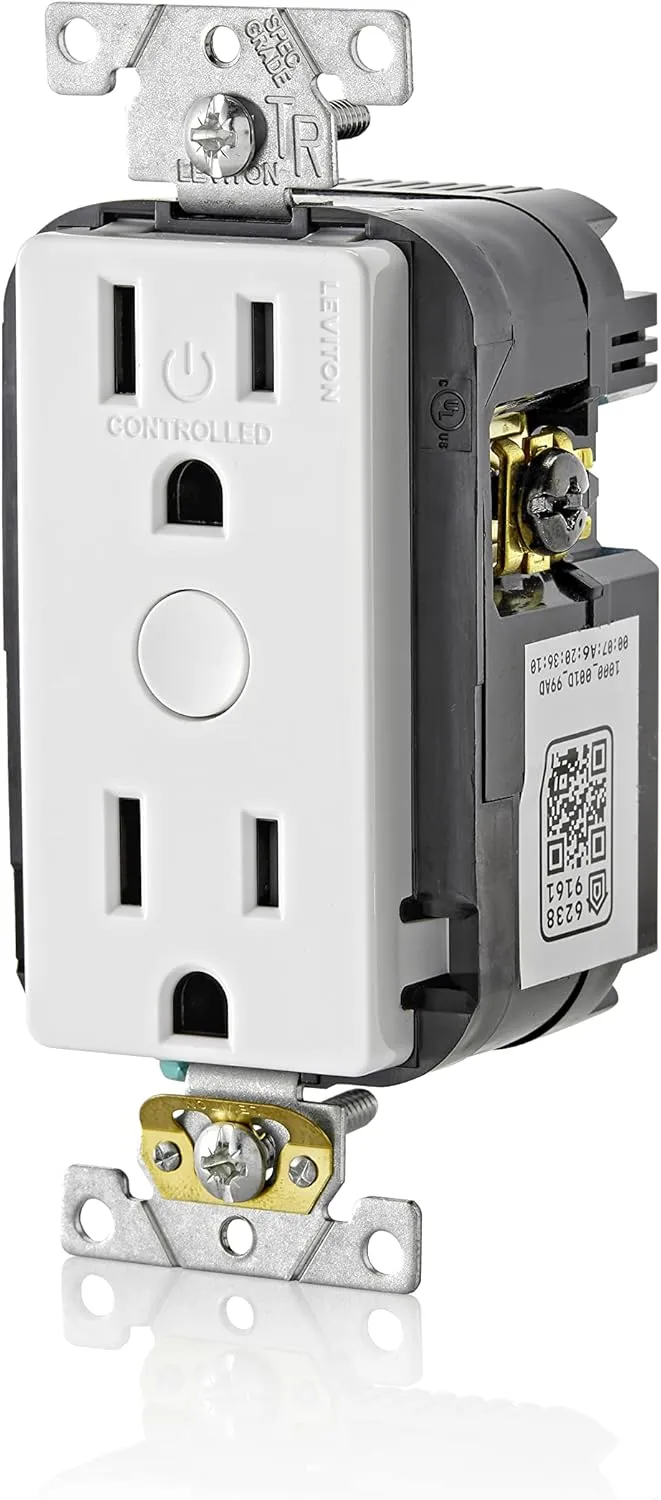 Leviton Decora Smart Outlet, Tamper-Resistant 15A, Wi-Fi 2nd Gen, Works with My Leviton, Alexa, Google Assistant, Apple Home/Siri & Wire-Free Companions for Switched Outlet, D215R-2RW, White