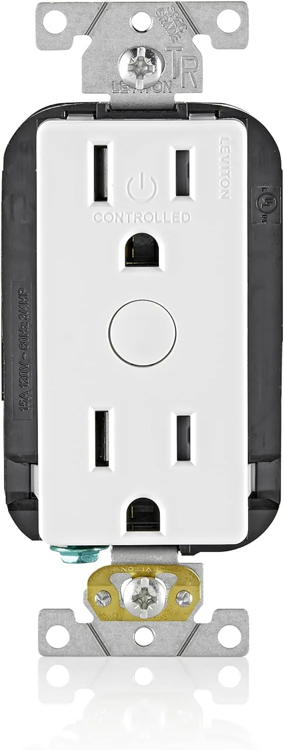 Leviton Decora Smart Outlet, Tamper-Resistant 15A, Wi-Fi 2nd Gen, Works with My Leviton, Alexa, Google Assistant, Apple Home/Siri & Wire-Free Companions for Switched Outlet, D215R-2RW, White