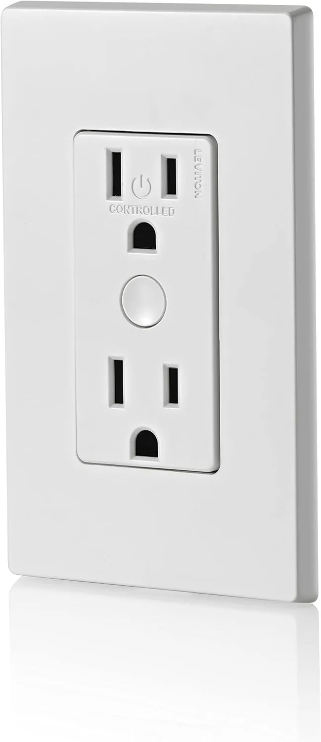 Leviton Decora Smart Outlet, Tamper-Resistant 15A, Wi-Fi 2nd Gen, Works with My Leviton, Alexa, Google Assistant, Apple Home/Siri & Wire-Free Companions for Switched Outlet, D215R-2RW, White