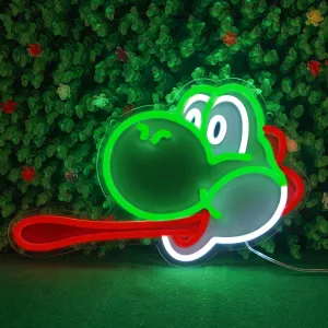 Mario Neon Sign Yoshi LED Lights Dinosaur Neon Light 16in Anime Light USB Powered with Ten Brightness Settings for Bedroom Boys Wall Decor Gamer Kids Gifts