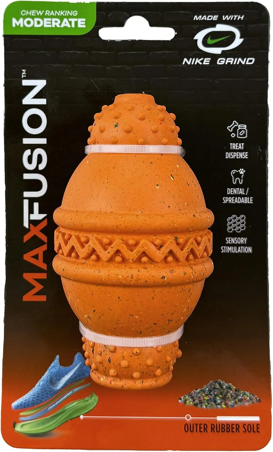 Max Fusion with Nike Grind, Arlee Cannon Treat Dispensing Dog Toy, Durable Dog Treat Toy, M