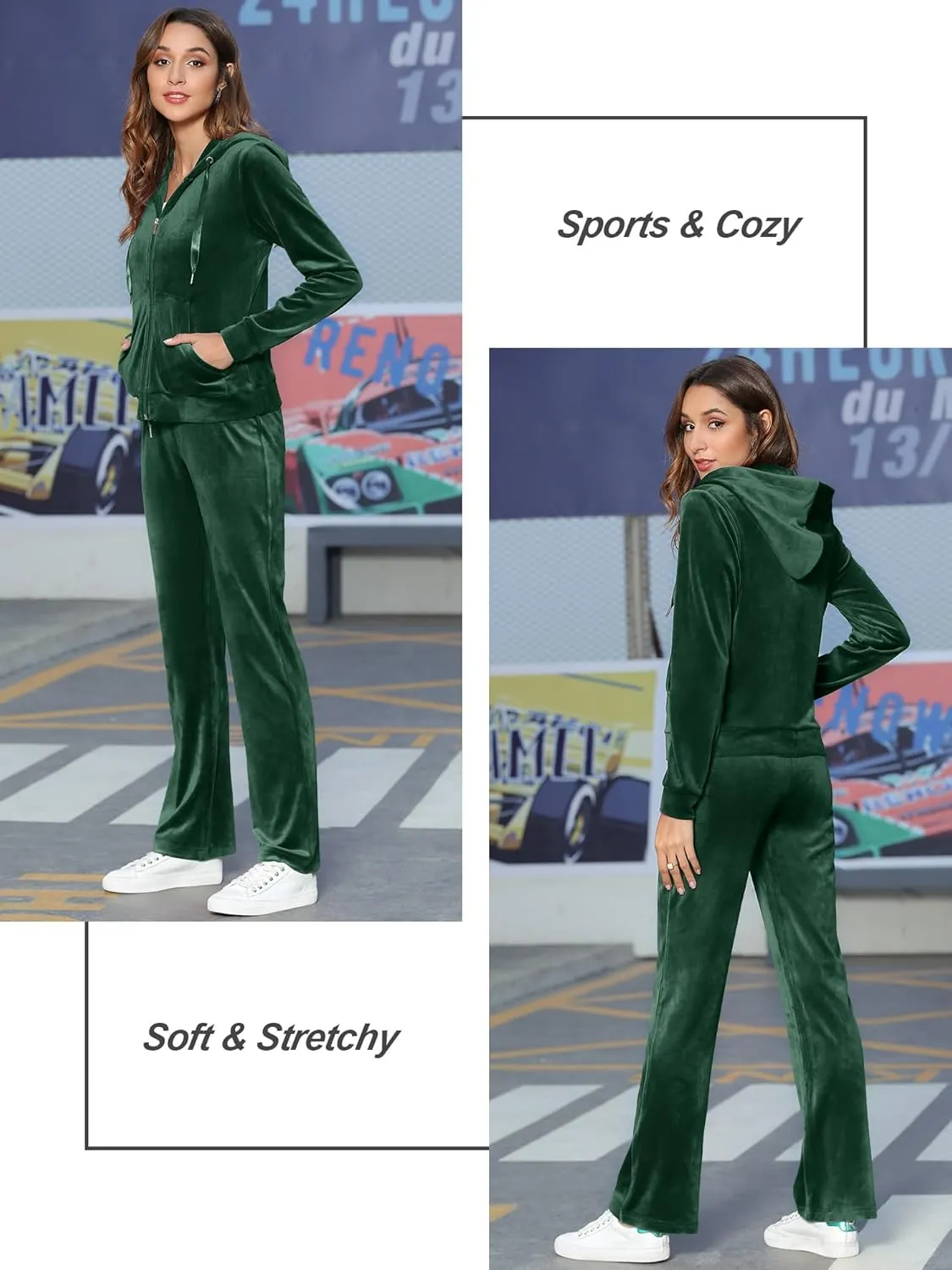 MessBebe Womens Sports Outfits Set 2 Piece Tracksuits for Women Workout Sweatsuits Long Sleeve Hoodie Sweatshirt Pants