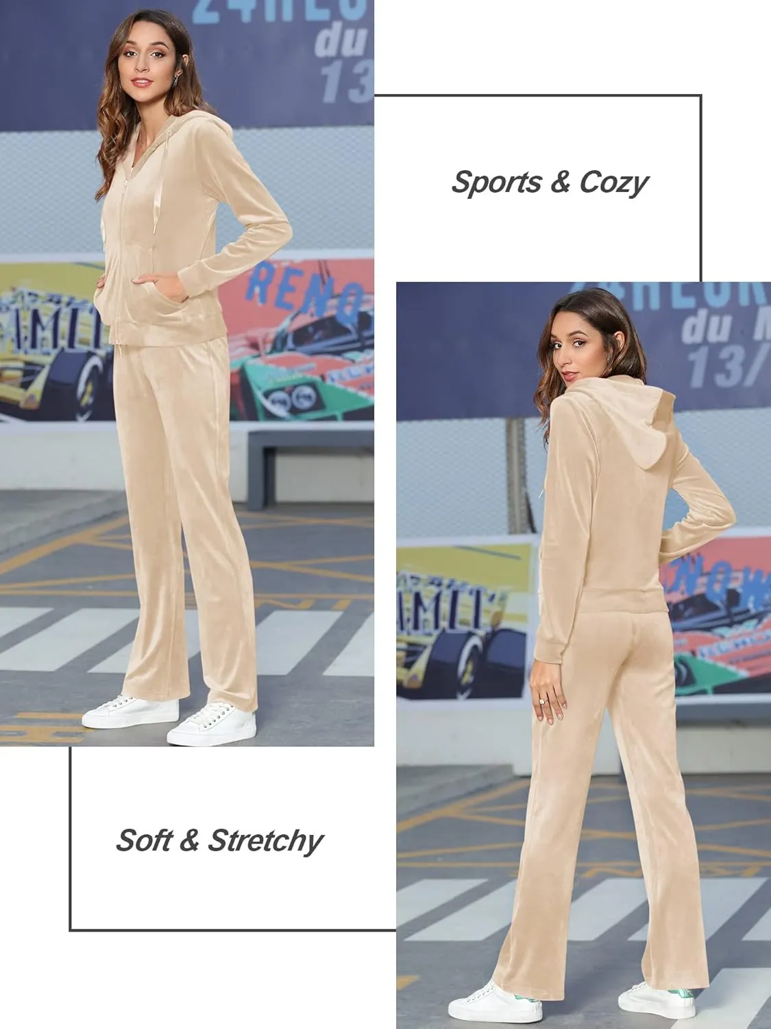 MessBebe Womens Sports Outfits Set 2 Piece Tracksuits for Women Workout Sweatsuits Long Sleeve Hoodie Sweatshirt Pants