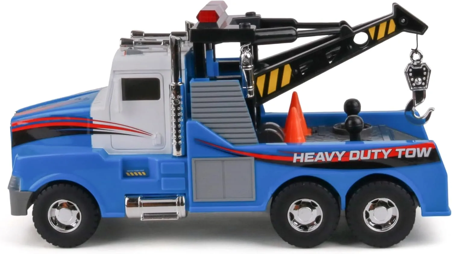 Mighty Fleet Mighty Motorized Tow Truck Toy w/Lights & Sounds, Motorized Winch, Traffic Cones, Realistic Design & Batteries Included - Age 3 