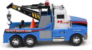 Mighty Fleet Mighty Motorized Tow Truck Toy w/Lights & Sounds, Motorized Winch, Traffic Cones, Realistic Design & Batteries Included - Age 3 