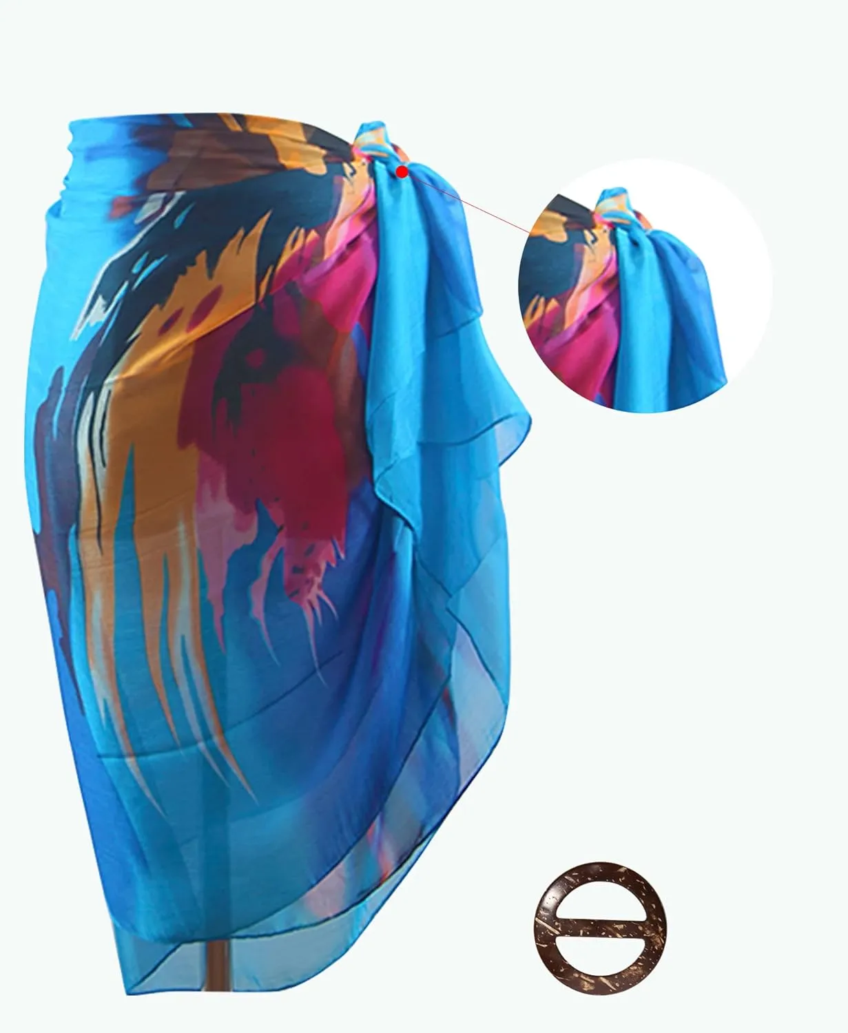 MissShorthair Womens Chiffon Beach Pareos Sarong Sheer Swimsuit Cover Ups Swimwear Bikini Wrap