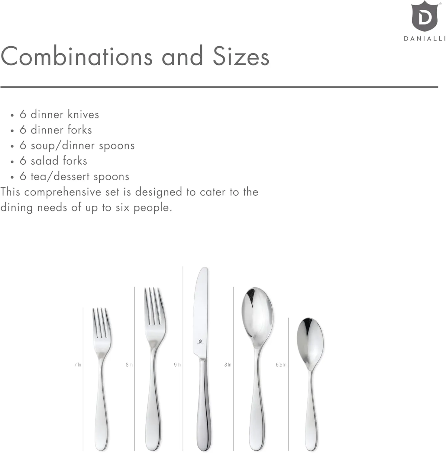 Modern Fidenza Silverware Set - 18/10 Stainless Steel Flatware Set for Elegant Dining - Dishwasher Safe Cutlery Set (30-Piece)