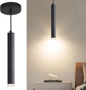 Modern Kitchen Island Pendent Lights, Black Minimalist Ceiling Hanging Light Fixtures, 3 Color 3000K/4500K/6500K, Adjustable Height, Mini Linear LED Chandeliers for Dining Room, Bedroom, Living Room