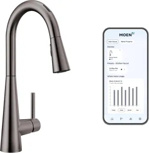 Moen 7864EVBLS Sleek Smart Touchless Pull Down Sprayer Kitchen Faucet with Voice Control and Power Boost, No Size, Spot Resist Black Stainless