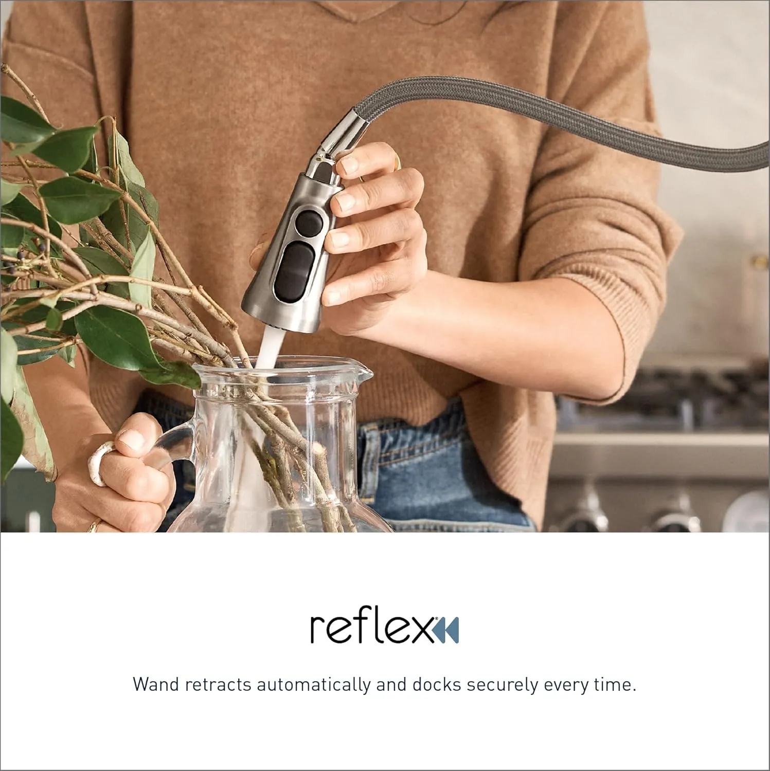 Moen 7864EVBLS Sleek Smart Touchless Pull Down Sprayer Kitchen Faucet with Voice Control and Power Boost, No Size, Spot Resist Black Stainless